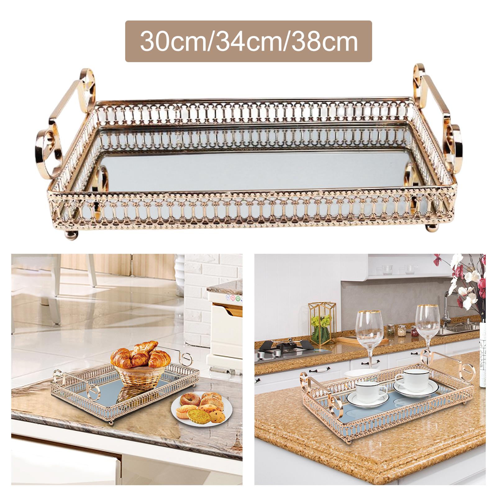 Household Mirror Serving Tray Rectangle Fruit Plate Display Storage Storage Platters for Chocolate Coffee Sundries Snacks Lunch
