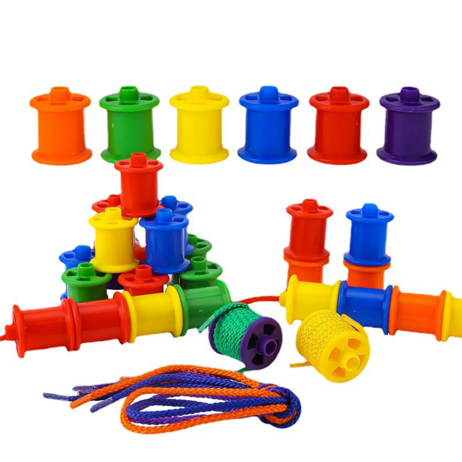 Beaded Blocks Developmental Toys Threading Beads Toy for Nursery Kindergarten