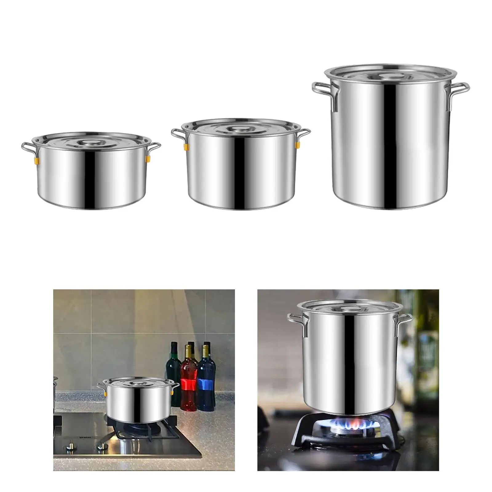 Cater Stew Soup Boiling Pan Double Handle Suitable for All Stoves Multipurpose Cooking Pot for Canteens Commercial Household