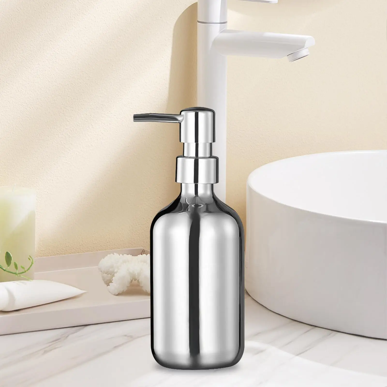 Soap Dispenser, Mirror Pump Unique 500ml Pump Liquid Bottle for Toilets Dining Room Detergents Oils Body Washes