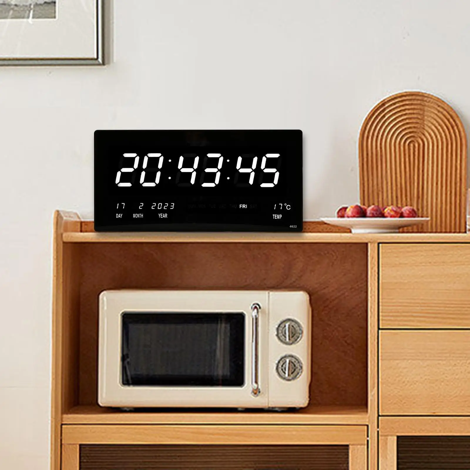 Rectangle Digital Wall Clock USB Temperature Desk Clock W/ Calendar Clock for Desk & Wall for Shop Study Room Office Hotel