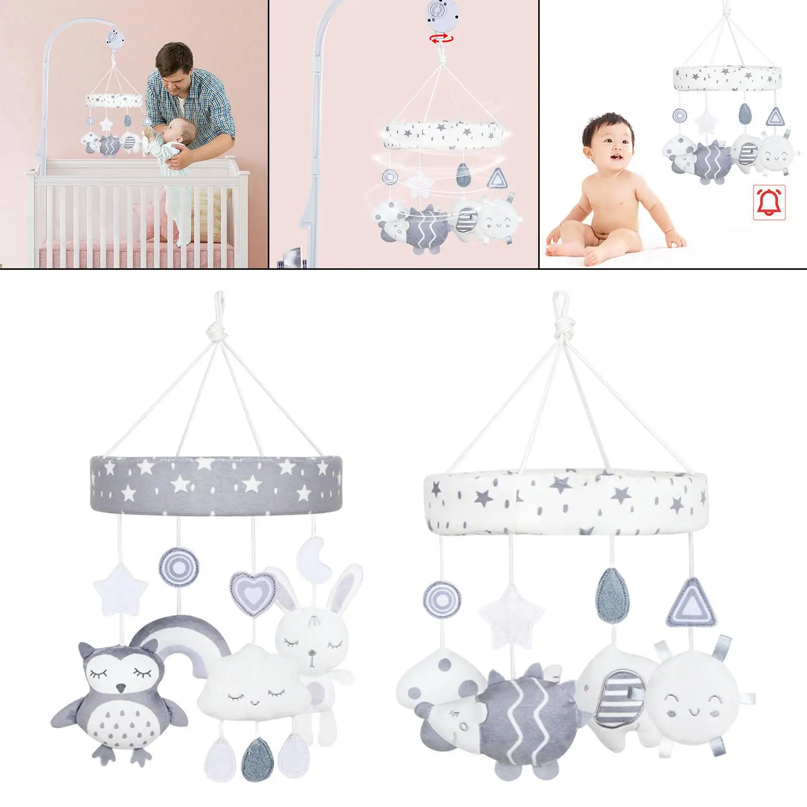 Crib Mobile Sensory Crib Rattles Hanging Toy for Kids