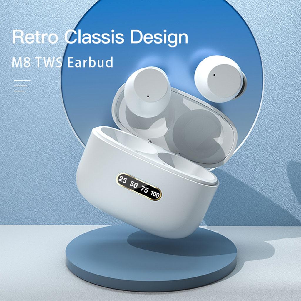 M8 Bluetooth Earbuds True Wireless Smart Display Small Multi-Point Connection Deep Bass Headphones for Travel Game Sport Work