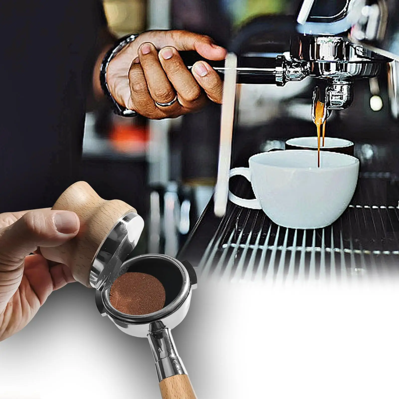 Coffee Distributor Tamper Compact Coffeeware Wood Handle Coffee Leveler Espresso Distributor for Bar Home Use Cafe Kitchen
