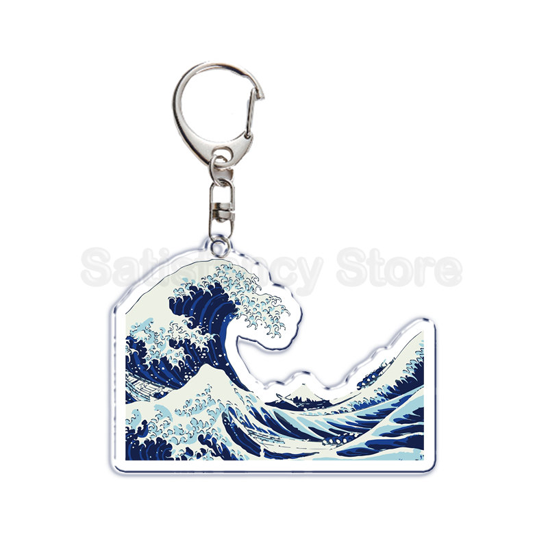 Retro Art Die Große Welle von Kanagawa Keychain Schlüssel Kette für Zubehör Nette Tasche Anhänger Schlüssel Ring Schmuck Geschenk – Detail 1