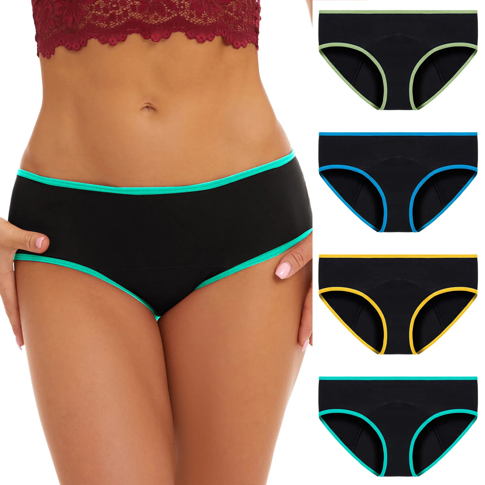 Women Color Patchwork Briefs Panties Underwear Knickers Bikini