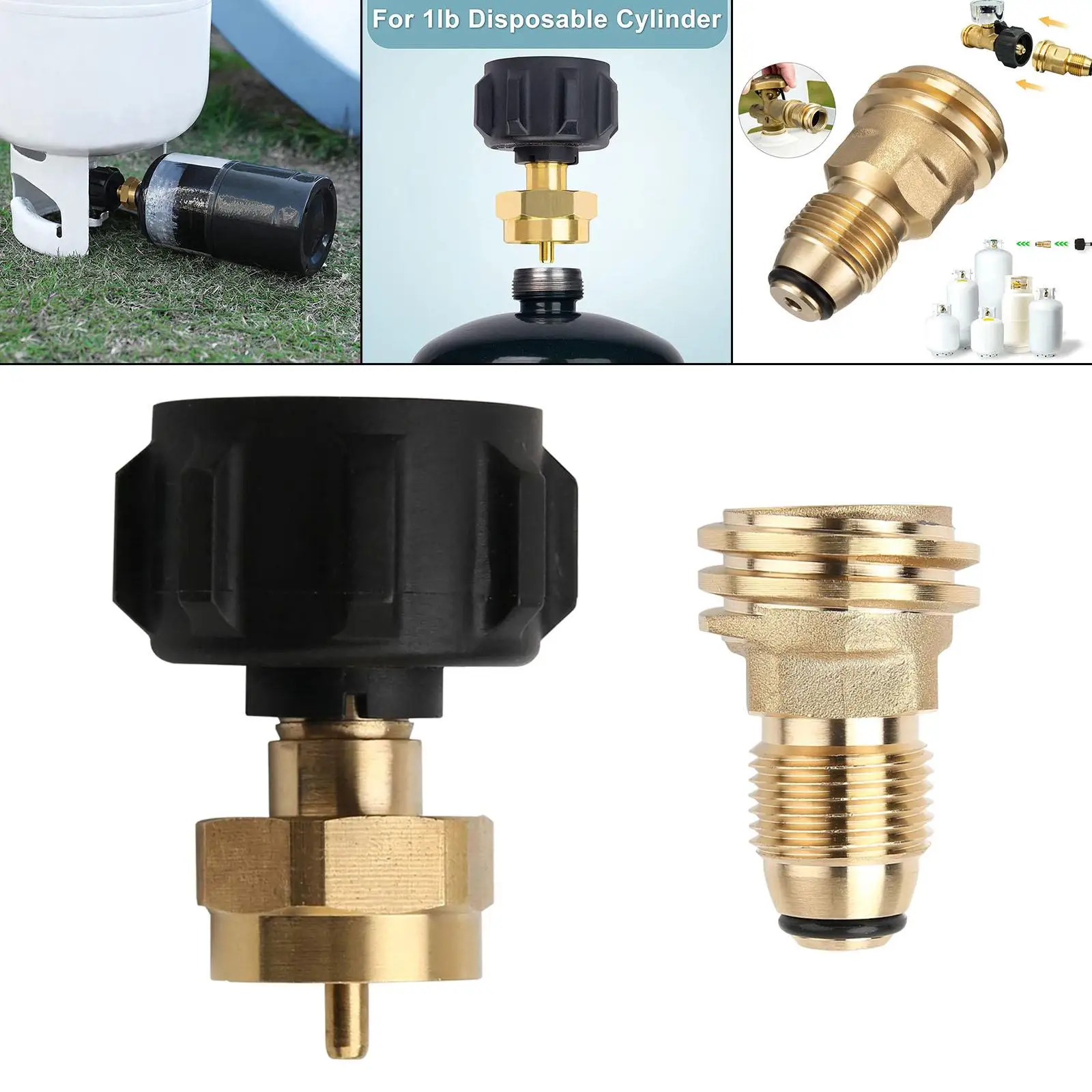 Propane Refill Adapter Canister Camping Connector Cooking Pol to QCC Cooking Gas Cylinder Gas Connector Copper Adapter