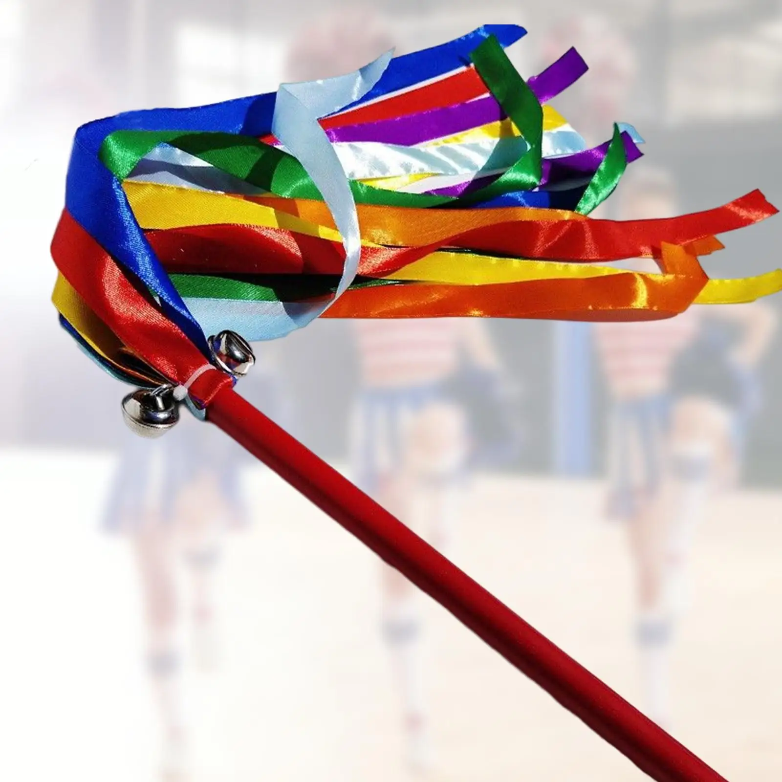 Colorful Gymnastics Dancing Ribbons with Bells Wooden for Talent Shows