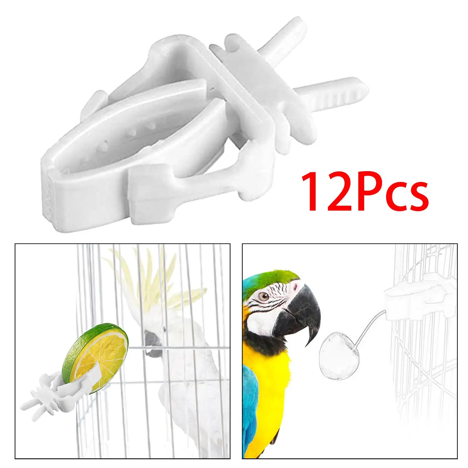 12Pcs Bird Feeding Clips Bird Cage Feeder Clip for Parrot Parakeet Cockatiel