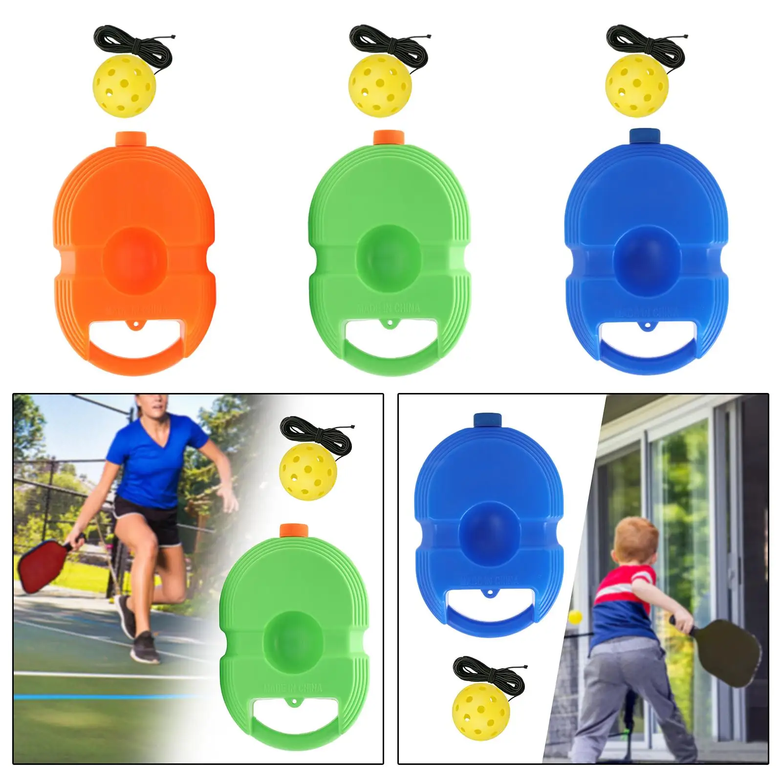 Pickleball Trainer Baseboard with Ball Pickleball Practice for Indoor Outdoor