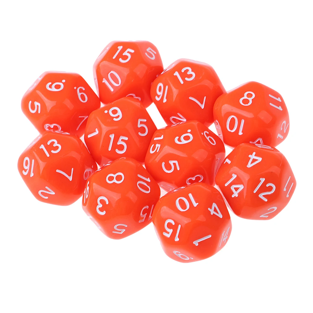 10Pcs 16 Sided D16 Acrylic Dices Table Game Accessory Toys for DND MTG TRPG  and  Education or School Supplies