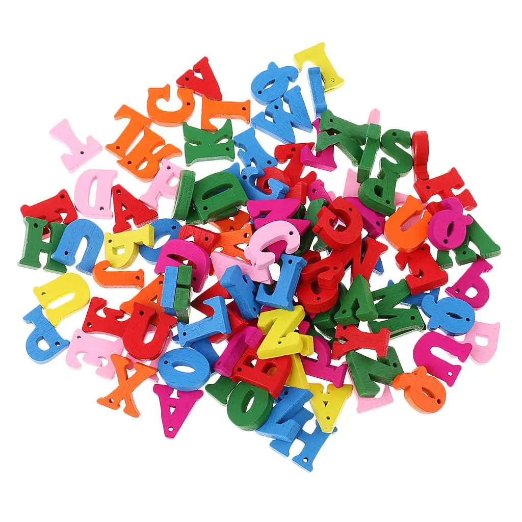 100x Mixed Letter Alphabet For Pendants Crafts Wooden Decorative Accessories