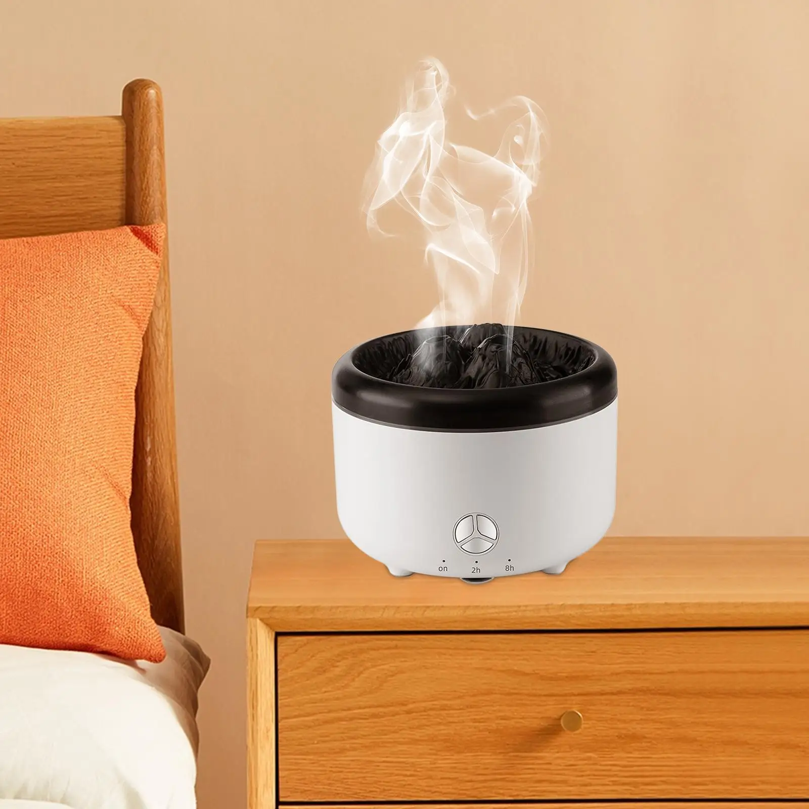 Flame Aromatherapy Humidifier 500ml Auto Shut Off Sturdy 2 Flame Light Colors Aroma Diffuser for Desktop Bedroom Home Yoga Decor