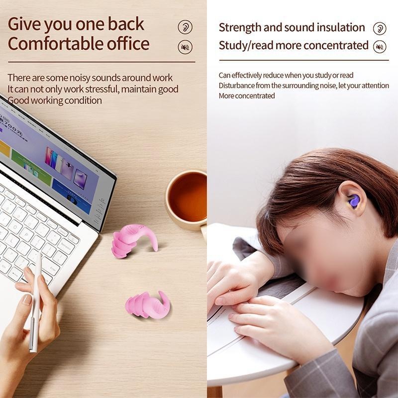 1 Pair Silicone Sleeping Spiral Ear Plugs Sound Insulation Ear Protection Earplugs Anti-Noise Plug for Travel Noise Reduction