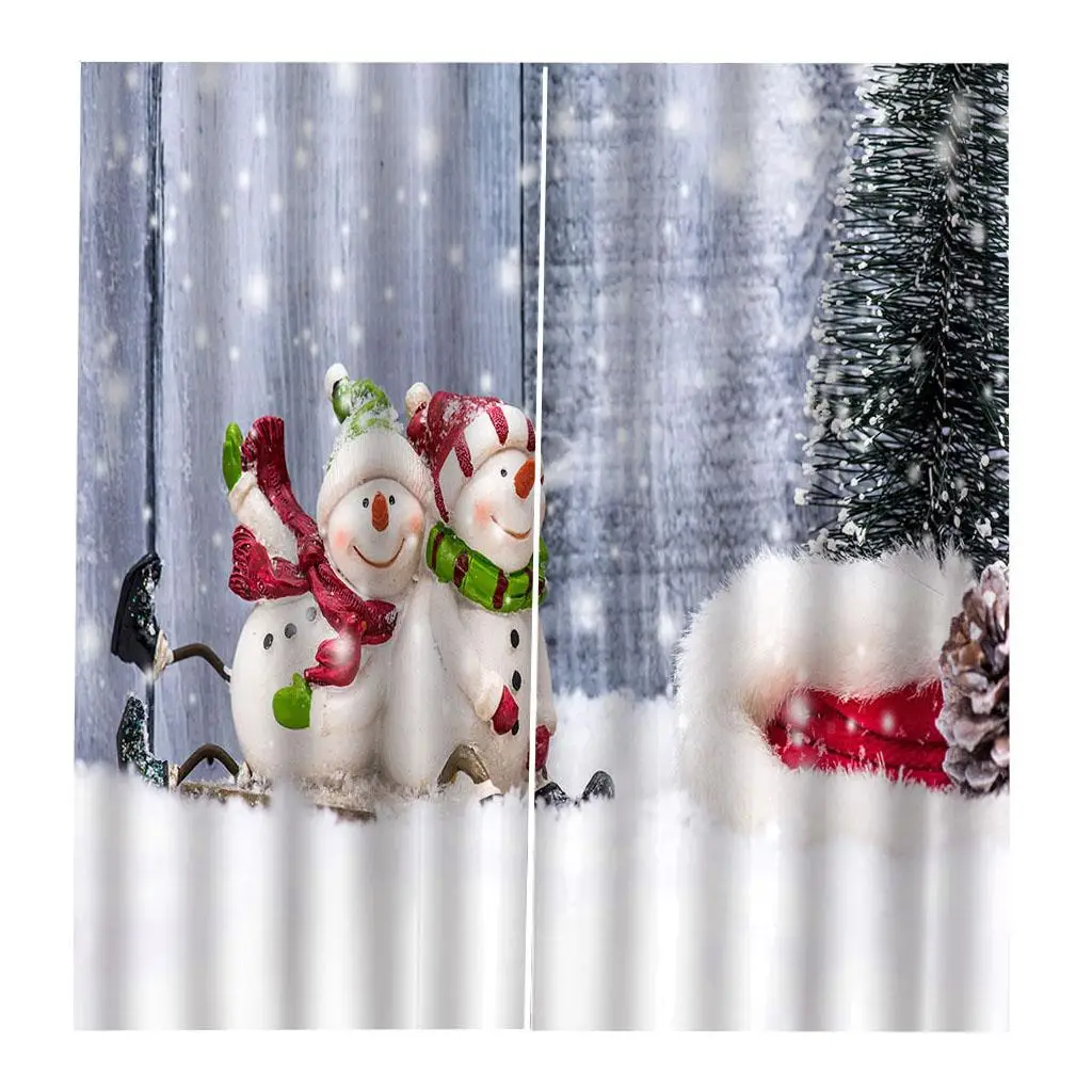 Christmas Theme Blackout Blackout Curtain + Hooks + Silence Rings