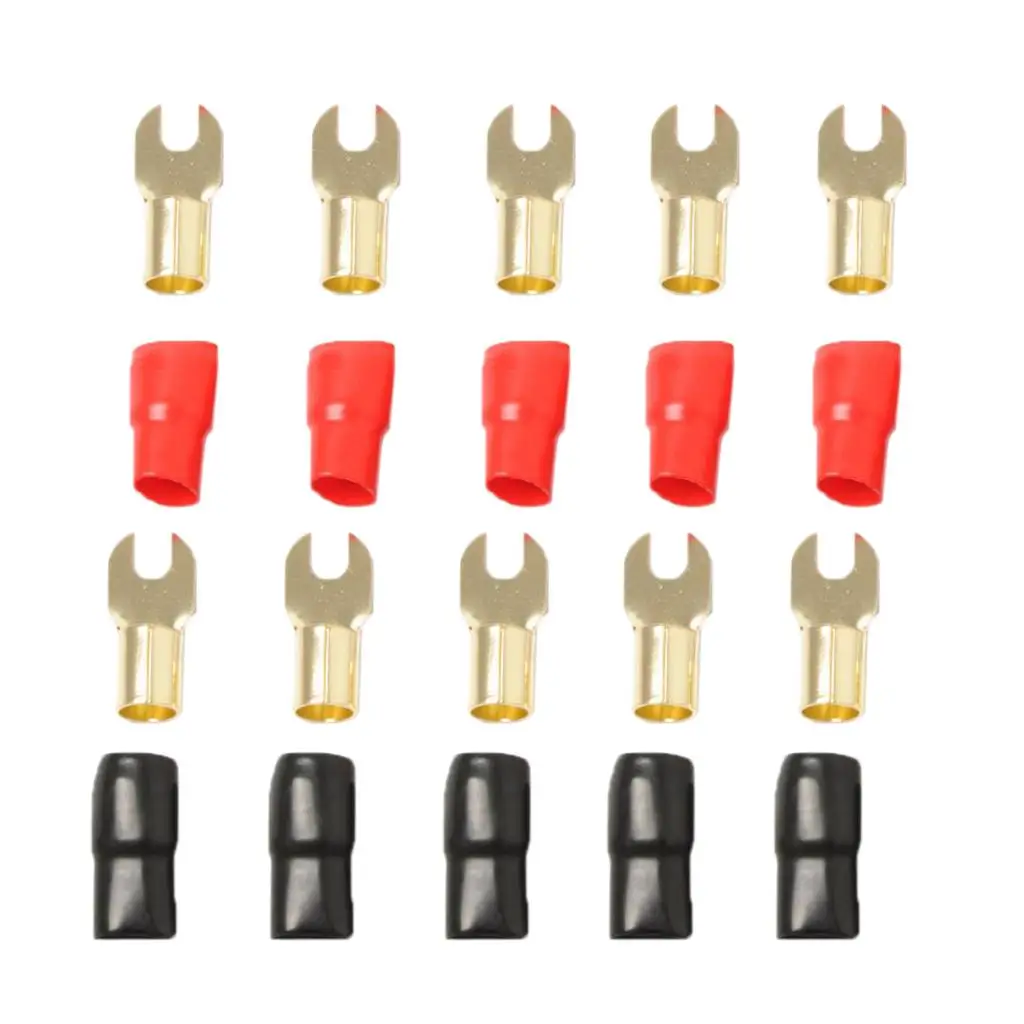 5 Pairs 4 AWG Car Audio Fork Terminal WiConnector Gold- Durable
