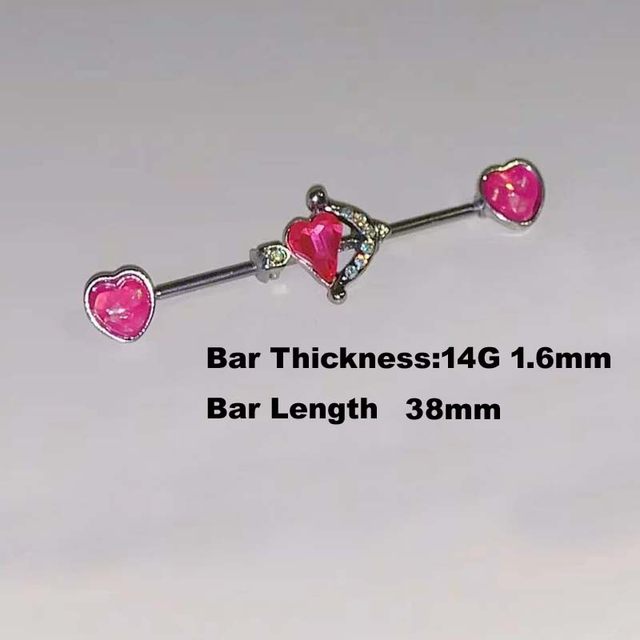 Barre Industrielle Piercing 14G - Acier Inoxydable 316L | Étoile/Cœur 38mm