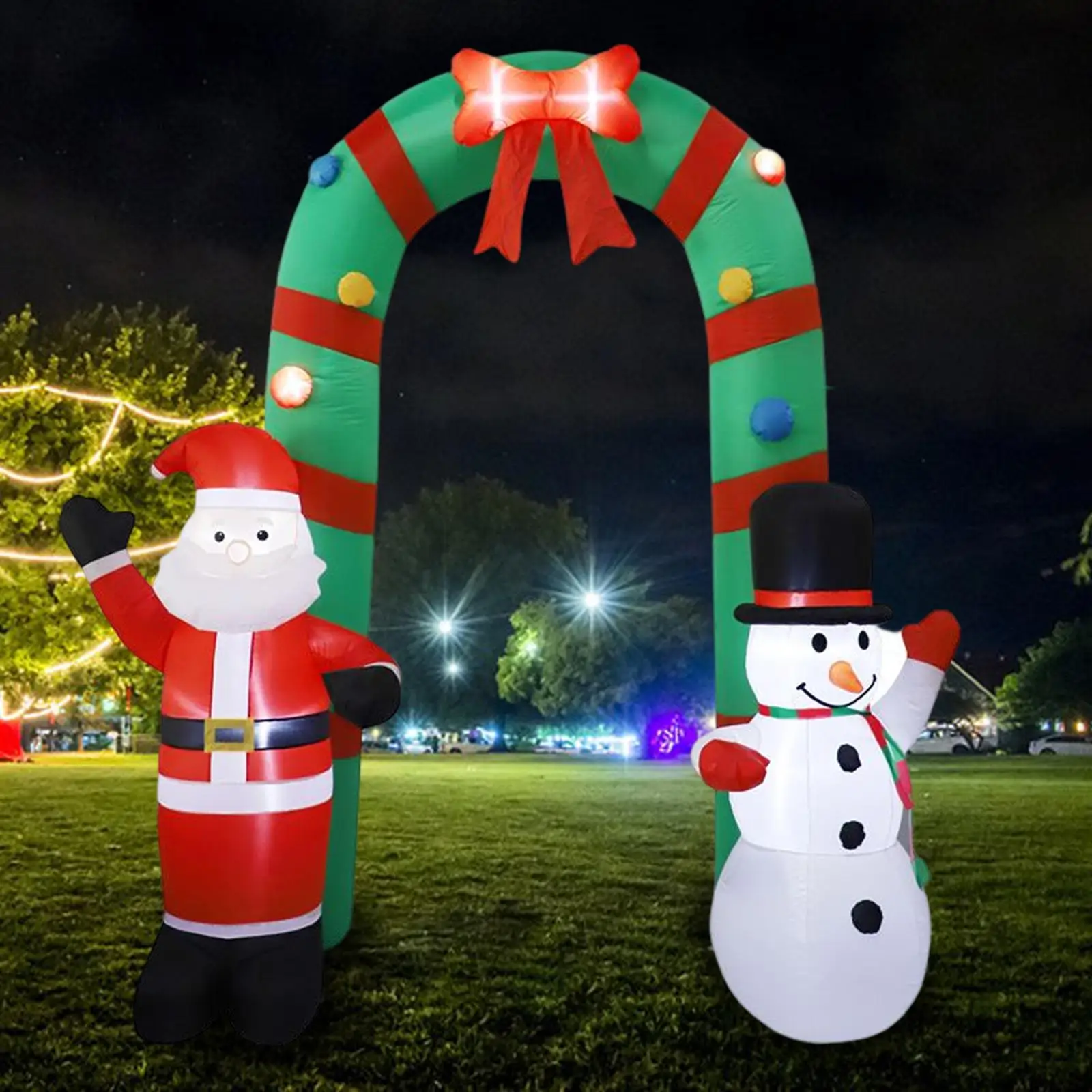 2.5 Meters Christmas Inflatable Arch Holiday Inflatable Arch LED Inflatable Arch for Garden Outdoor Lawn Festival Decoration