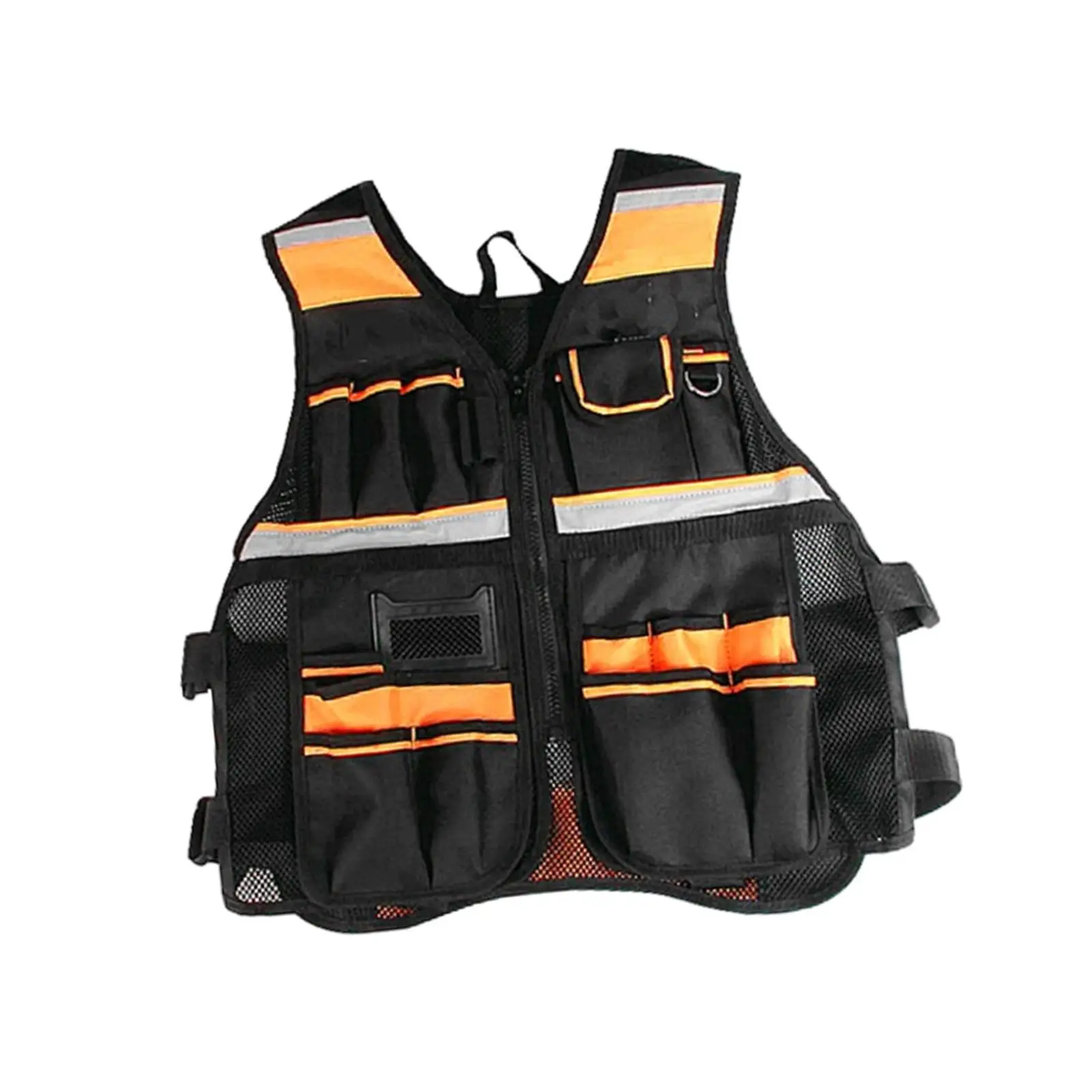 Tool Vest Electrician Carpenters Reflective Mesh Adults Convenient Access Multi Pockets for Industrial Construction Outdoor Work