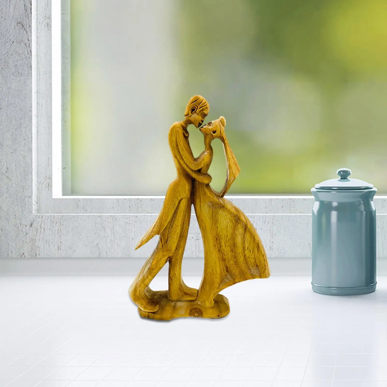 Lover Kissing Statue Couple Figurine for Shelf Dining Room Bedroom Decoration Xmas Gift