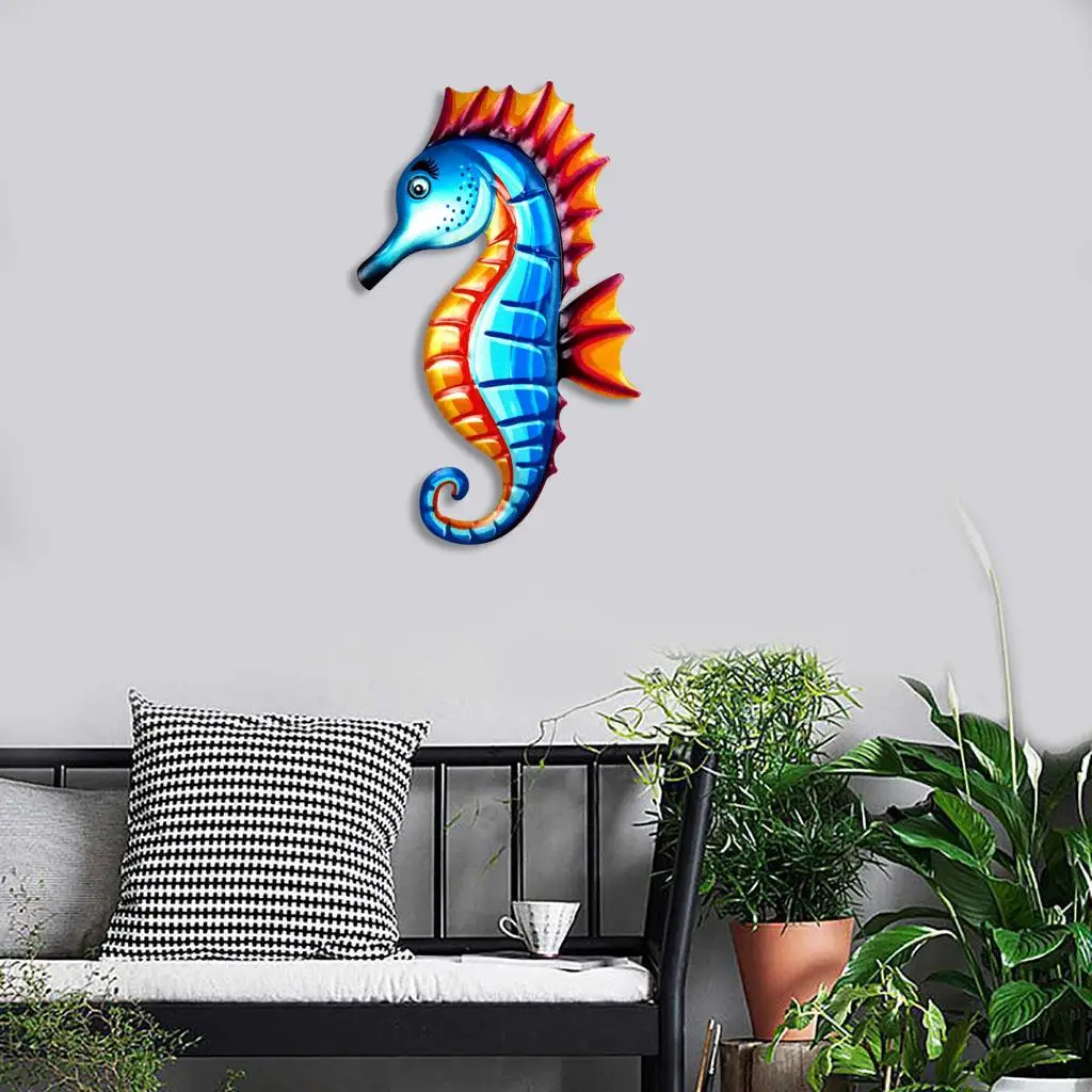 Metal Seahorse Wall Art Decor Hanging for Home Bedroom Garden Fence Fence