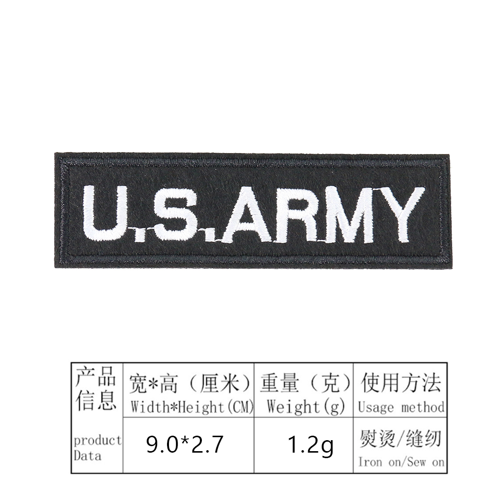 5 Stück US Patch Militär Brief Cosplay Stickerei Eisen auf Applikation Abzeichen DIY Nähen Stoff Verzierungen Patchwork Stoff – Detail 3