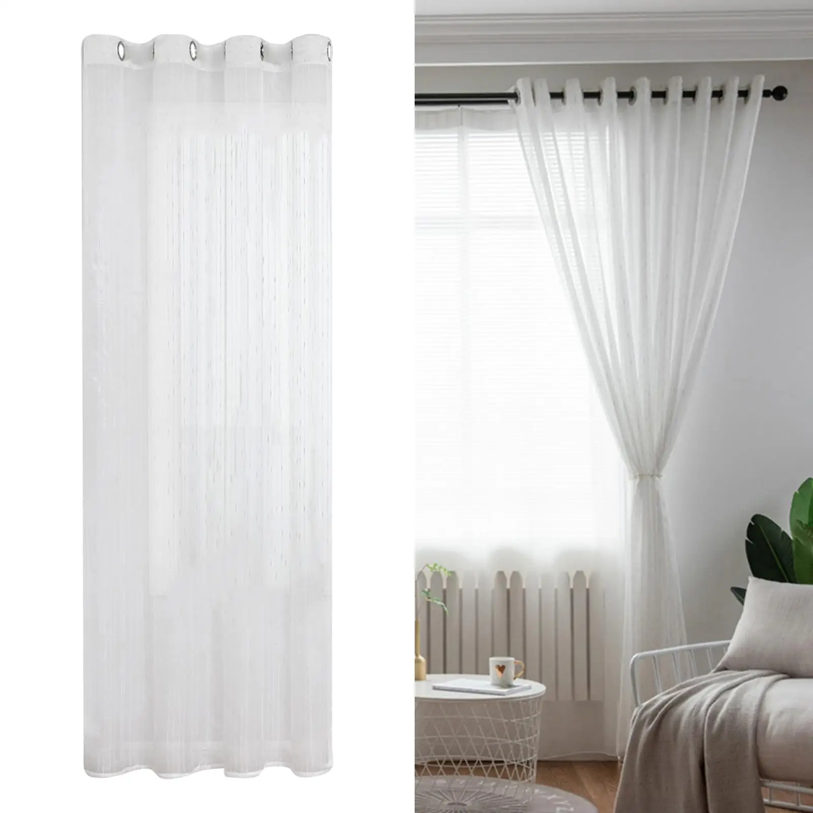 White Grommet Top Privacy Curtains Semi Sheer Curtain 140x260cm Home decor Decoration Accessories Polyester Fabric Durable