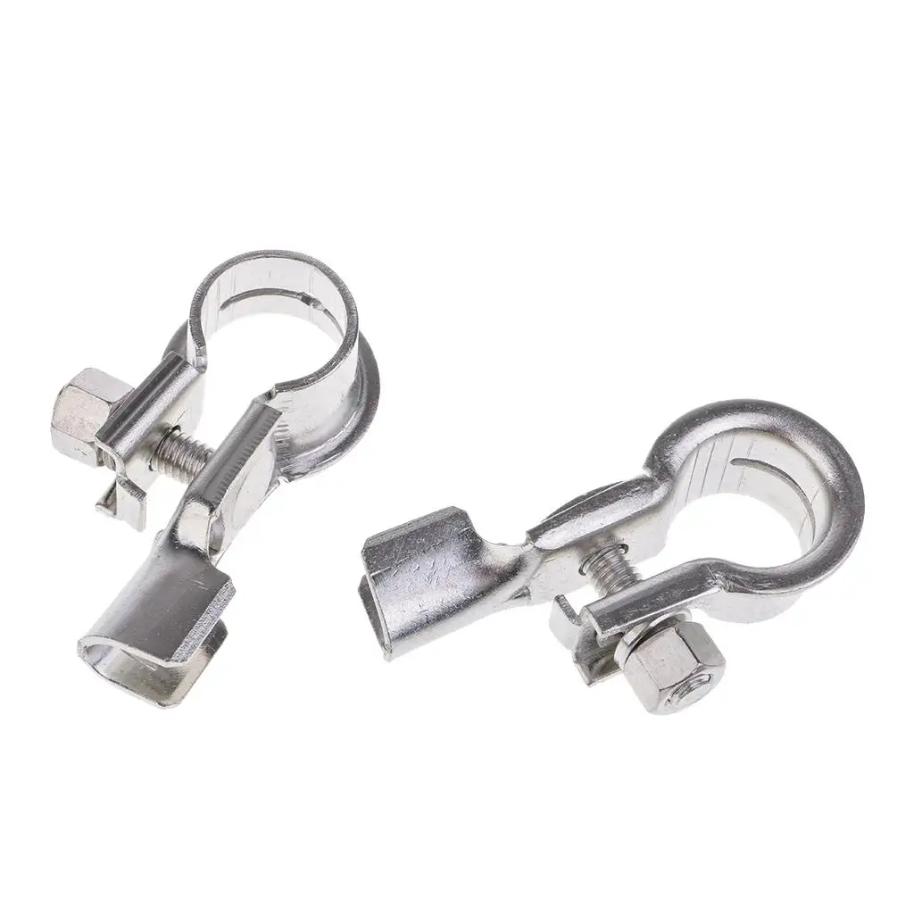 Professional Positive and Negative Battery 1 Pair Cable Car Battery Terminal Clip Post Clamp Connectors Kit Sliver
