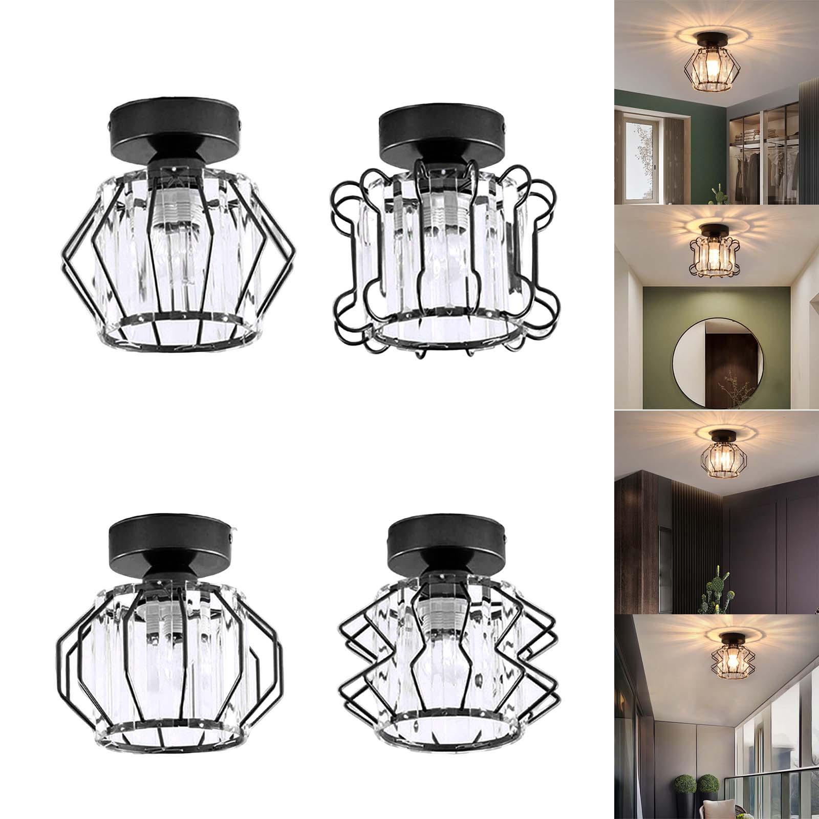 Nordic Style Crystal Ceiling Light Metal Caged for Office Entryway Kitchen