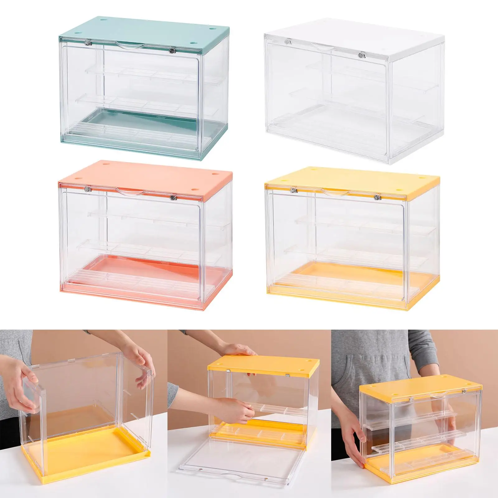  Case Dustproof Showcase for Action Figures, Assembly Countertop Cube Organizer