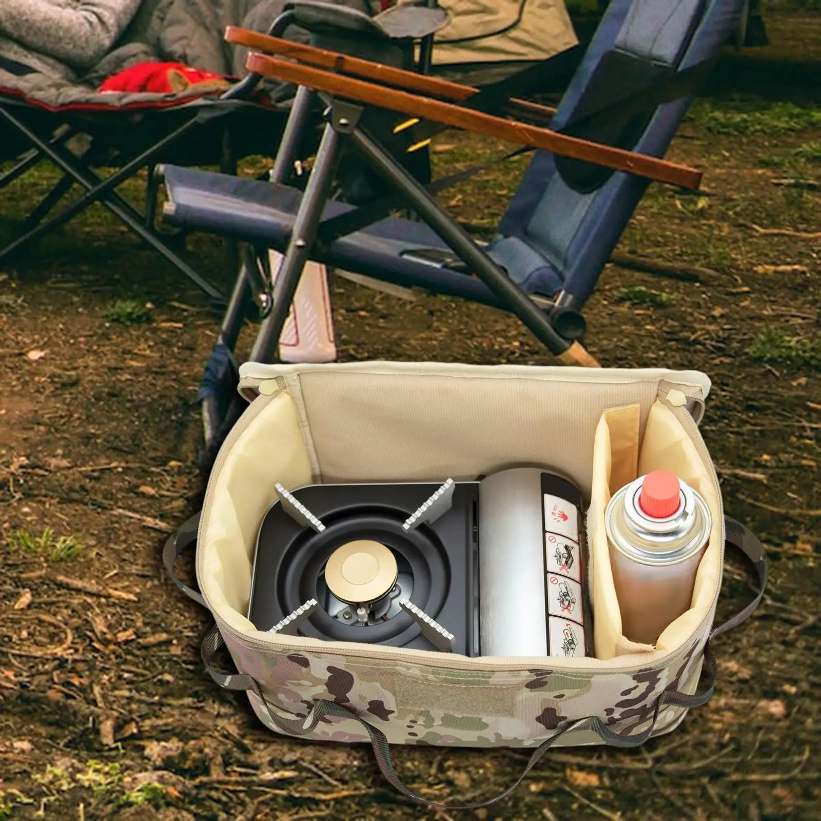 Camping Storage Bag Cookware Carrying Case Zipper Closure for Picnic