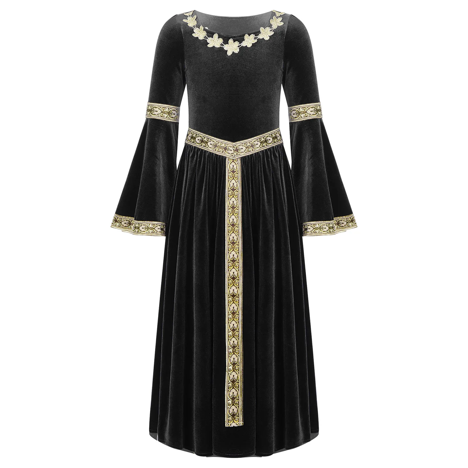costume de renaissance médiévale pour manches longues évasées en robe vintage de princesse cosplay de fête habillage pour filles