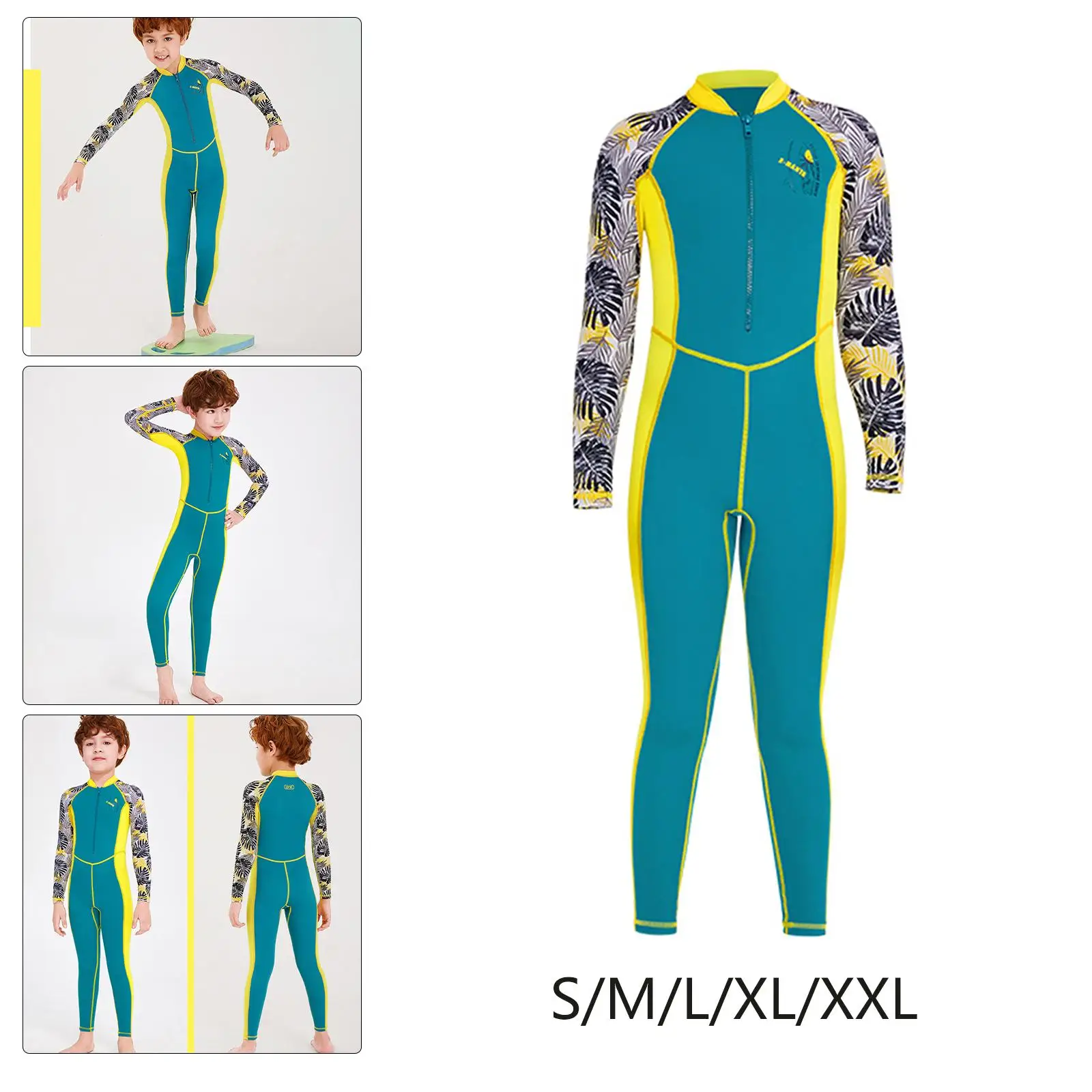 Kids Wetsuits Swimsuit Jumpsuit Full Body Front Zipper Quick Drying UV Protection Long Sleeve for Boys for Kayaking Diving