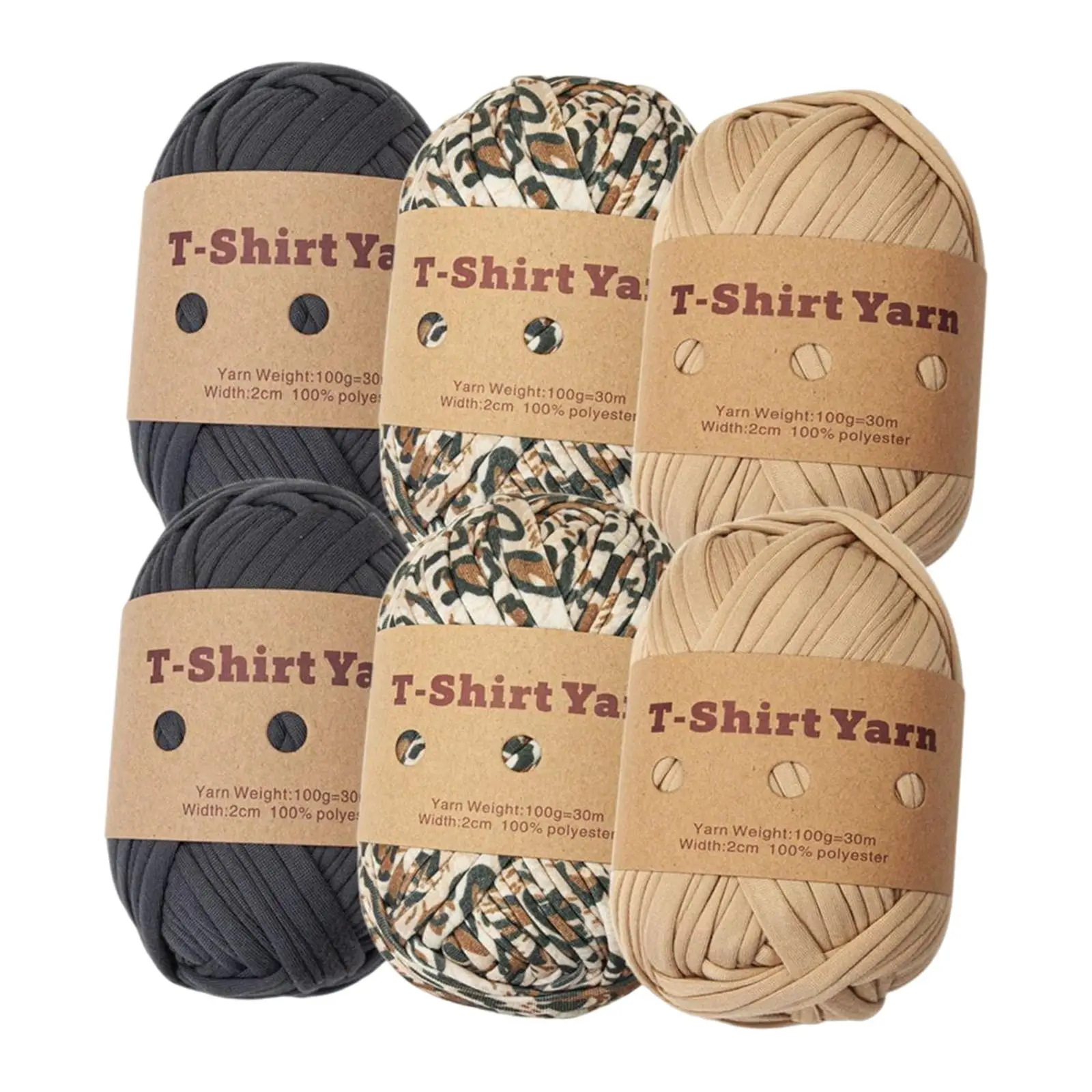 6x T-shirt Yarn Knitting Yarn Set Spaghetti Yarn Fabric Cloth Yarn for Rugs Throw Blanket Pet Bed Home Decor Handbag
