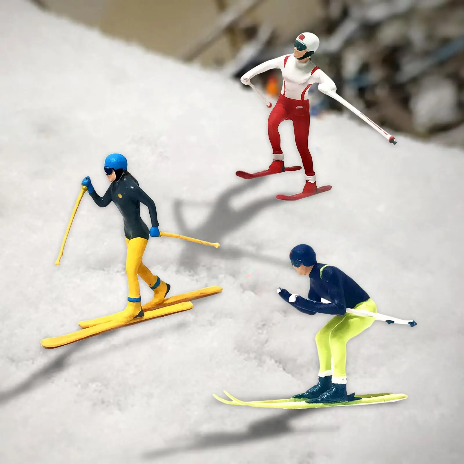 3Pcs HO /87 Mini Skiing Figure  Table Scene Railway Supplies Ornament