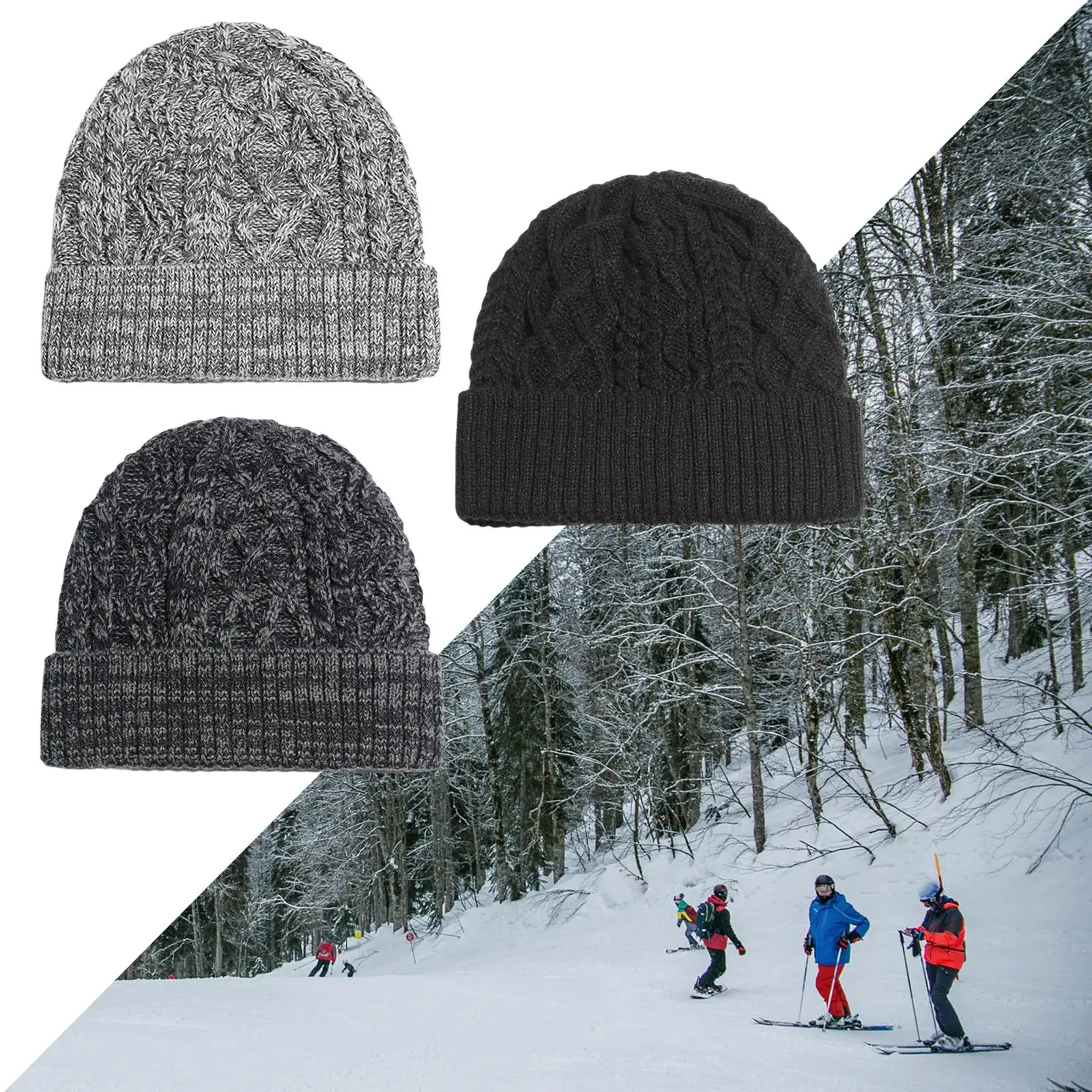 Men`s Winter Hats Knit Cuff Beanie Caps Warm Daily Beanie Hat