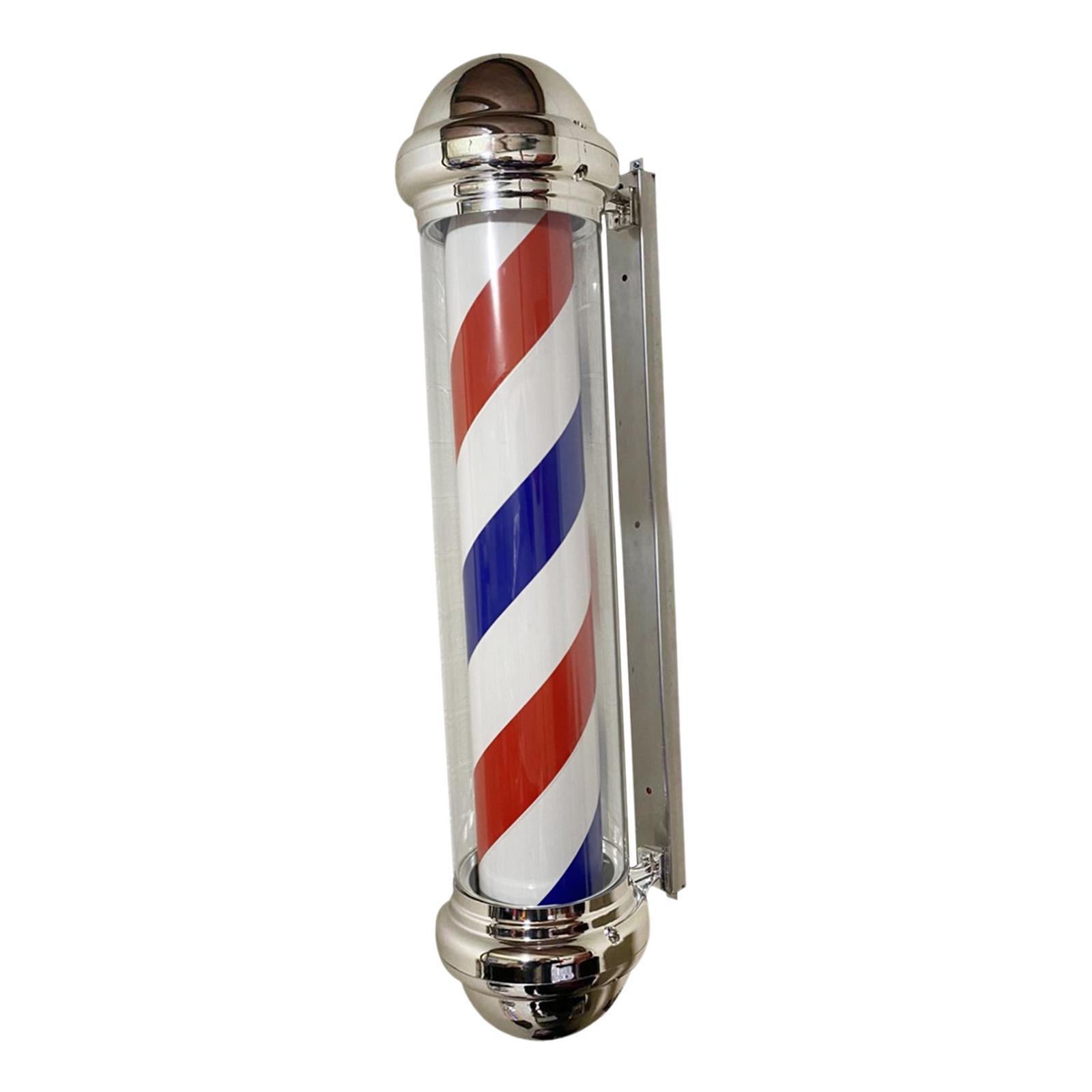 Barber Shop Pole Light Rotating Hair Salon Shop Sign Stripe Wall Mounted Vintage Style LED Lamp for Party Entrance