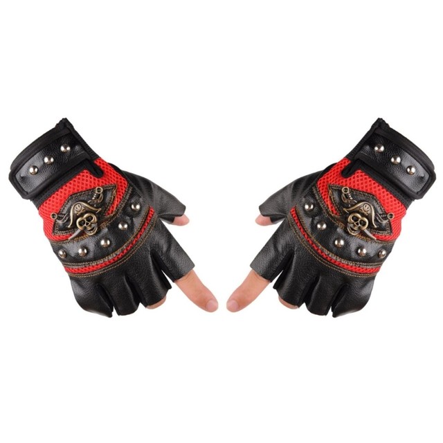 Guantes de cuero Punk para mujer, guantes sin dedos para conducir,  ciclismo, deportes, Cosplay, rendimiento, guantes de medio dedo para  mujeres