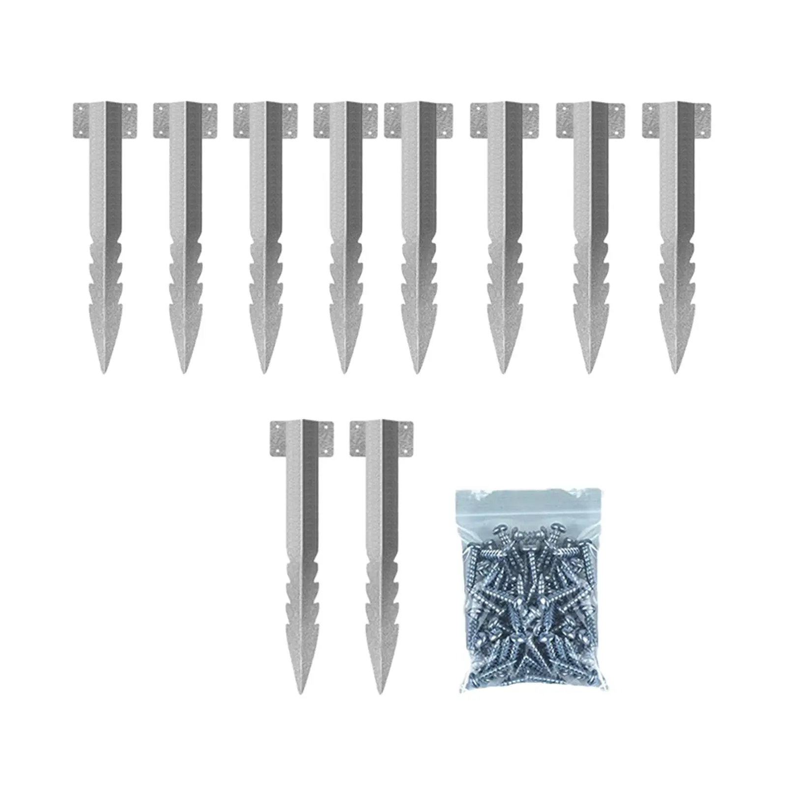 10Pcs Fence Post Repair Kits with Screws Heavy Duty Steel Outdoor Fence Post Fixed Bracket Courtyard Fence Pile Nail Rail