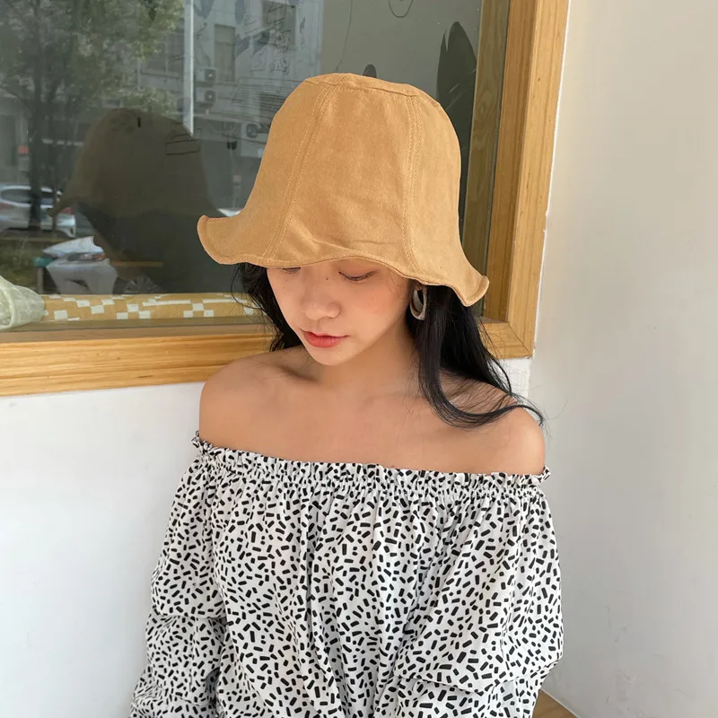 2022 New Women Spring and Summer Japanese Cotton Fisherman Hat Korean Version Ins Retro Foldable Bucket Cap Dome Panama Gorros womens white bucket hat