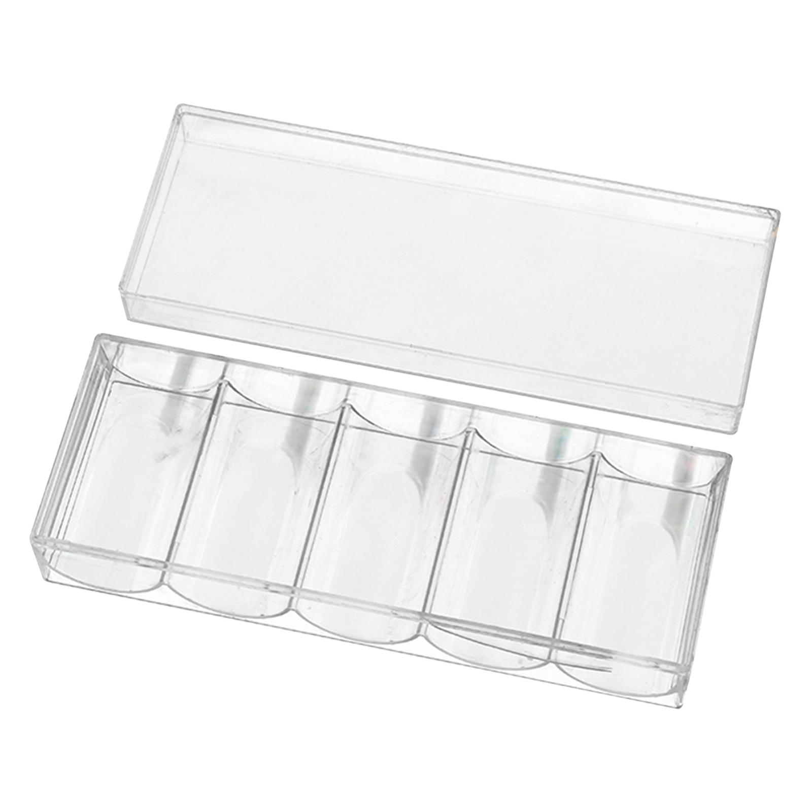 Clear Chips Tray with Lid Dustproof Sturdy 5 Grids Acrylic Chip Holder Chip Organizer Chip Caddy for Tabletop Game Parties