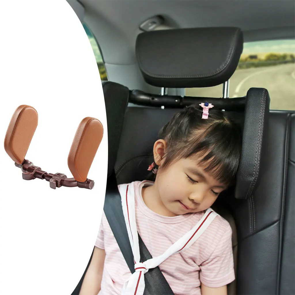 Car Seat Headrest Rear 180 Degree PVC Leather Car Pillow for Trips Head Neck Support