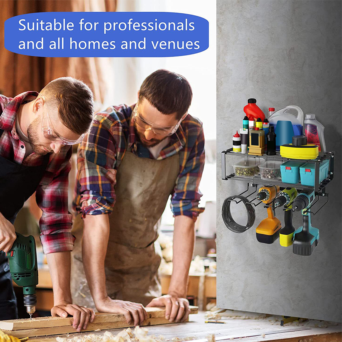 Rangement Outils Électriques 4 Niveaux - Support Perceuses 8 Emplacements Atelier 81x42x20cm