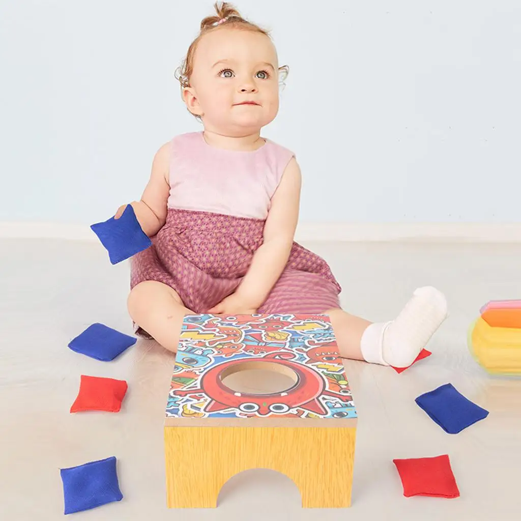 Sandbag Throw Hole Board Wood Interactive Sacks for Kids Toy Gift