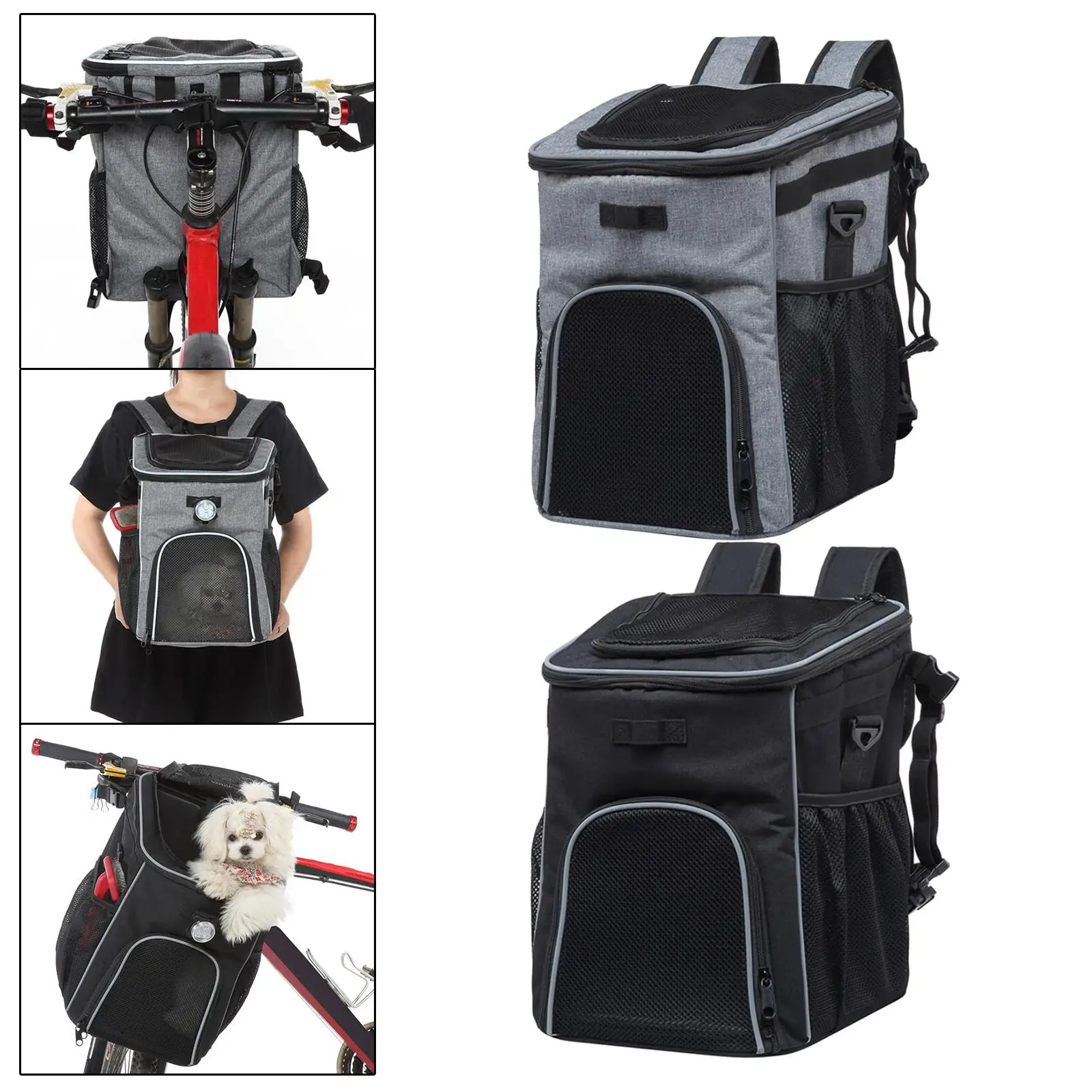 Dog Bike Basket Bag Breathable Dog Backpack Carrier Removable Lightweight Knapsack Pet Travel Bag for Bike Riding Walking