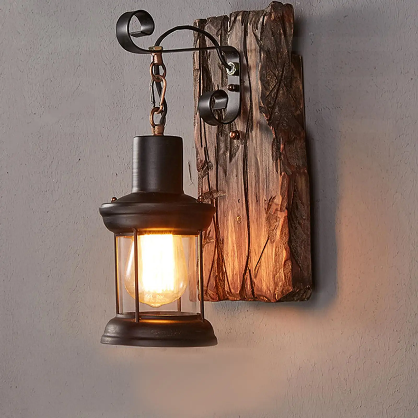 Industrial Wood Wall Sconce Light Bar E27 Rustic Kitchen Corridor Loft Cafe
