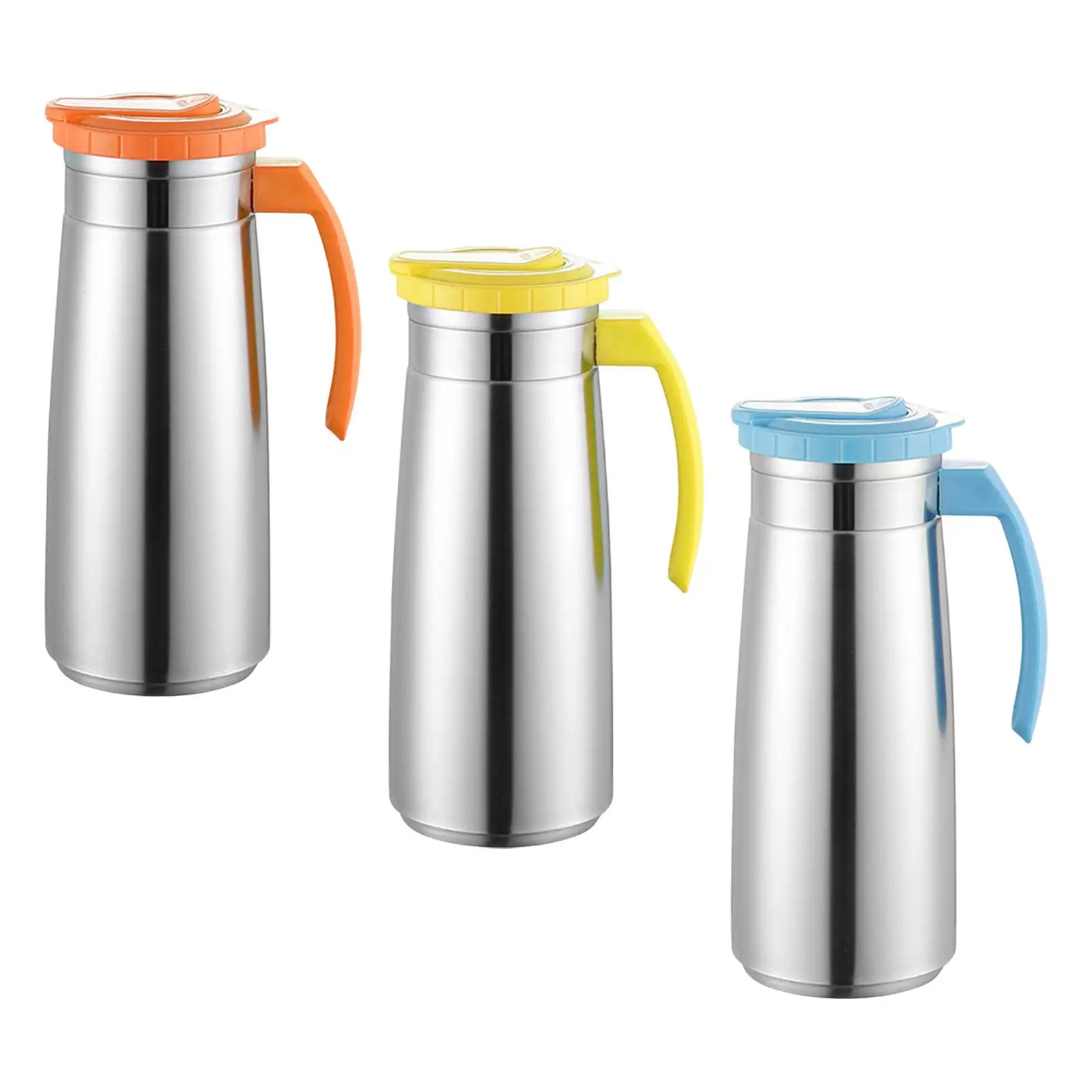Stainless Steel Jug Sealed Lid Carafes Leakproof Water Jug 1300ml Water Bottle for Household Kitchen Fridge Picnic Holiday