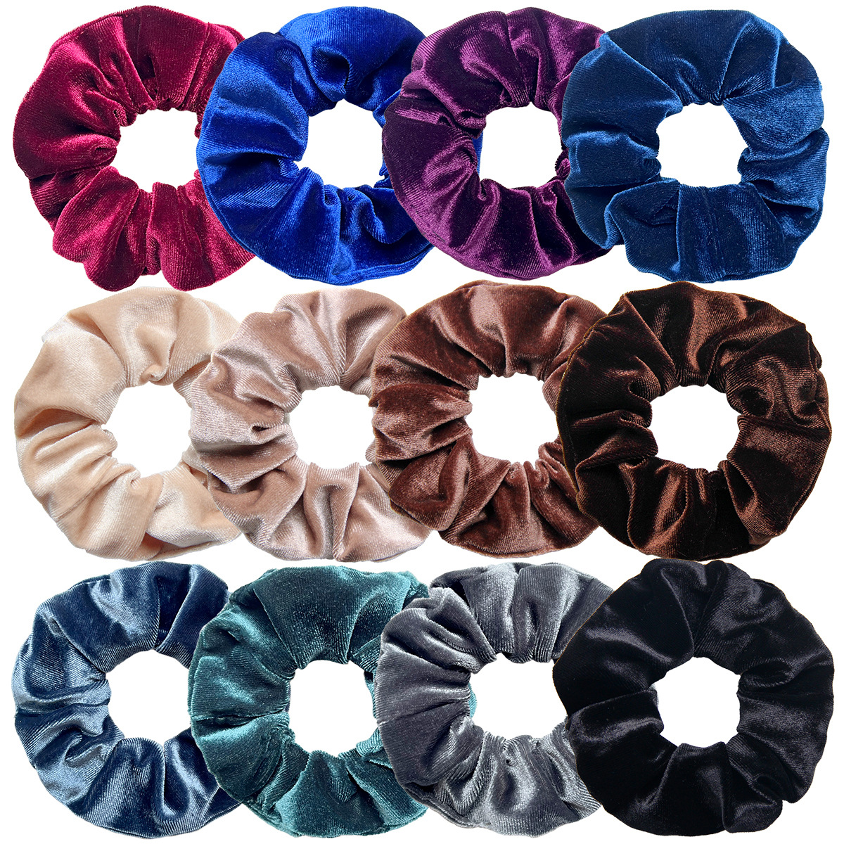 12 Stück Vintage Damen Rosa Samt Scrunchies Baby Mädchen Kopfbedeckung Weiß Schwarz Blau Grün Elastische Haarbänder Kinder Haarschmuck – Detail 17