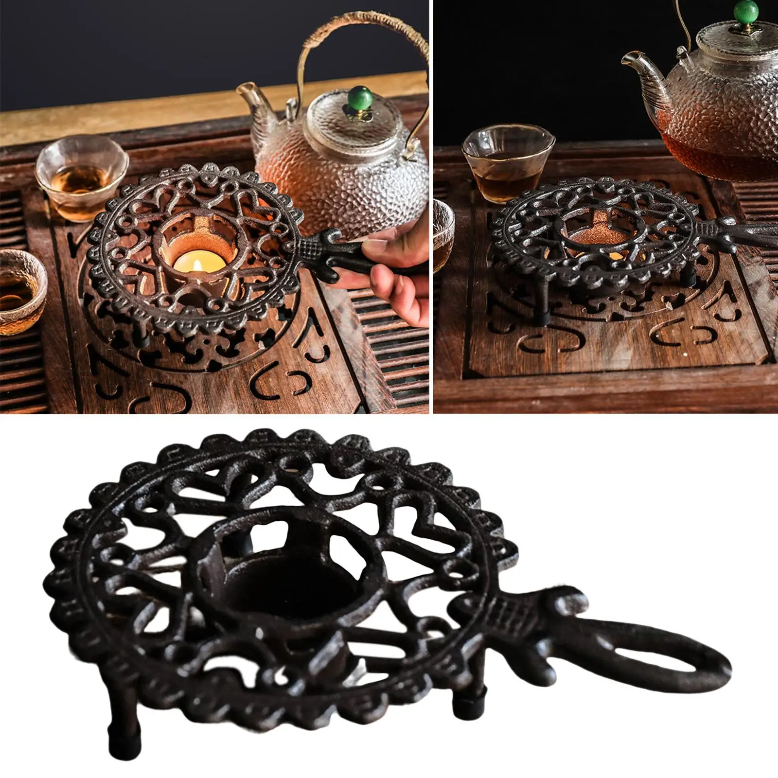 Teapot Warmer Tealight Stand Heating Base Retro Style Practical Cast Iron