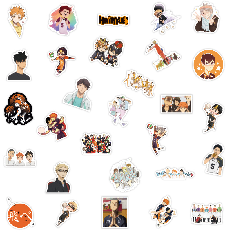 50 pcs pack cute japan anime haikyuu graffiti stickers for laptop bicycle guitar skateboard phone diary decor stickers toys stickers aliexpress